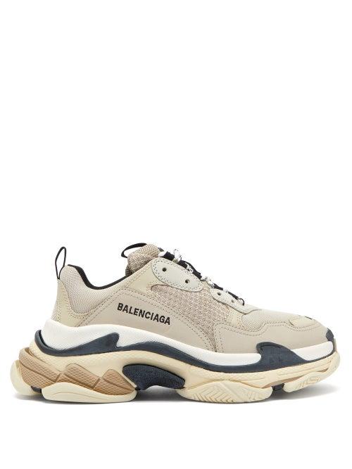Matchesfashion.com Balenciaga - Triple S Mesh And Leather Trainers - Womens - Beige Multi