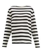 Matchesfashion.com Saint Laurent - Striped Loop Back Cotton Jersey Sweater - Womens - Black White