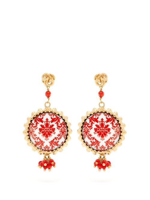 Matchesfashion.com Rosantica By Michela Panero - Ciucciue Ceramic Tile Drop Earrings - Womens - Red