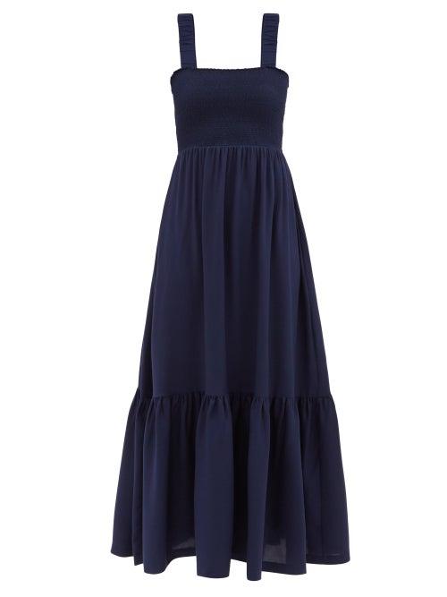 Ladies Beachwear Heidi Klein - Monterey Shirred Recycled-fibre Maxi Dress - Womens - Blue