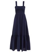 Ladies Beachwear Heidi Klein - Monterey Shirred Recycled-fibre Maxi Dress - Womens - Blue