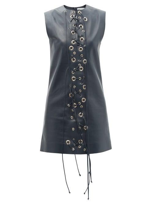 Chlo - Eyelet-embellished Leather Dress - Womens - Navy