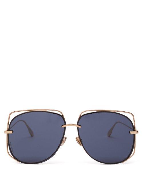 Matchesfashion.com Dior Eyewear - Diorstellaire6 Metal Aviator Sunglasses - Womens - Blue