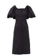 Matchesfashion.com Sea - Marianne Puff-sleeve Buttoned Cotton Dress - Womens - Black