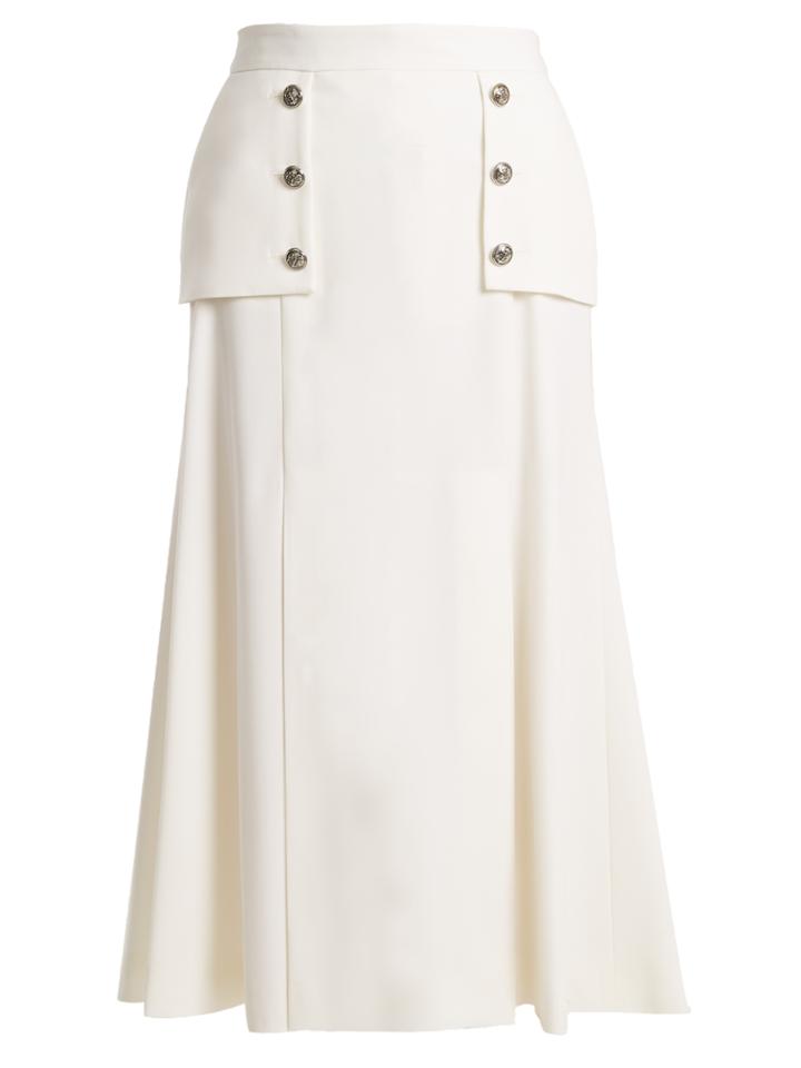 Alexander Mcqueen Military-button Grain De Poudre Wool Skirt