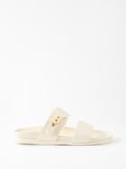 Ancient Greek Sandals - Latria Buckled Leather Slides - Womens - Off White