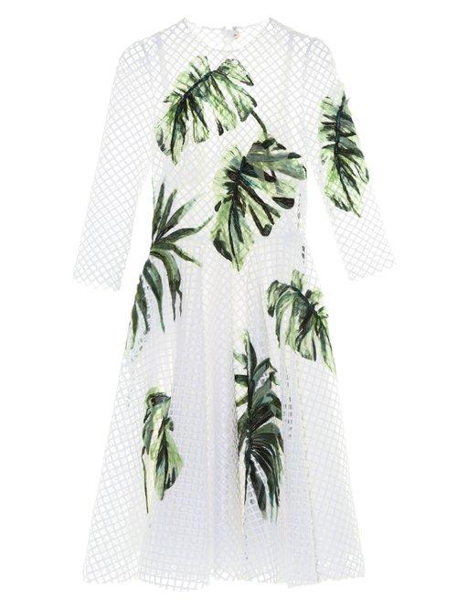 Matchesfashion.com Dolce & Gabbana - Hand Painted Net And Tulle Dress - Womens - White Multi
