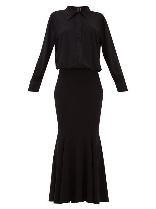 Matchesfashion.com Norma Kamali - Boyfriend Fishtail Shirtdress - Womens - Black