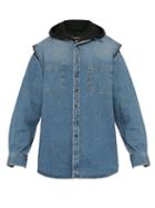 Matchesfashion.com Balenciaga - Double Layer Hooded Denim Jacket - Mens - Light Blue
