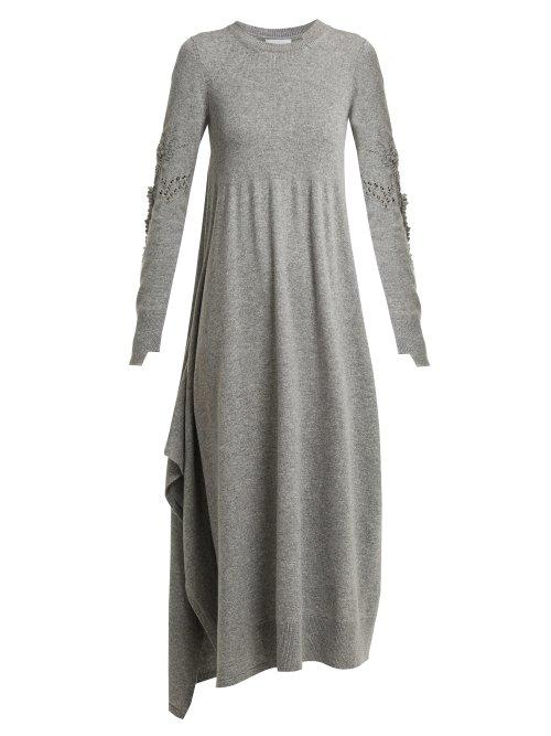 Matchesfashion.com Barrie - New Romantic Distressed Sleeve Cashmere Dress - Womens - Grey