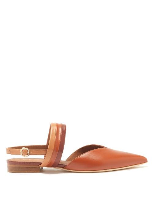 Ladies Shoes Malone Souliers - Myla Point-toe Slingback Leather Flats - Womens - Tan Multi