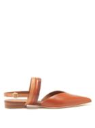 Ladies Shoes Malone Souliers - Myla Point-toe Slingback Leather Flats - Womens - Tan Multi