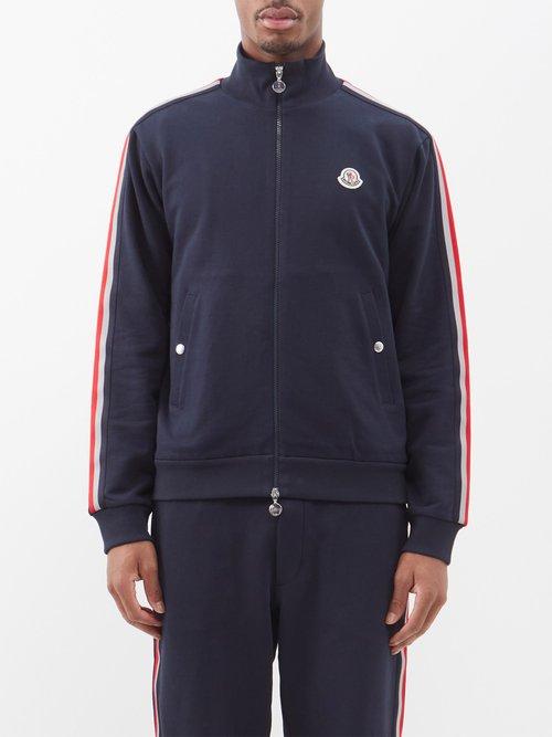 Moncler - Logo-patch Cotton-jersey Track Top - Mens - Dark Blue