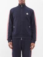 Moncler - Logo-patch Cotton-jersey Track Top - Mens - Dark Blue