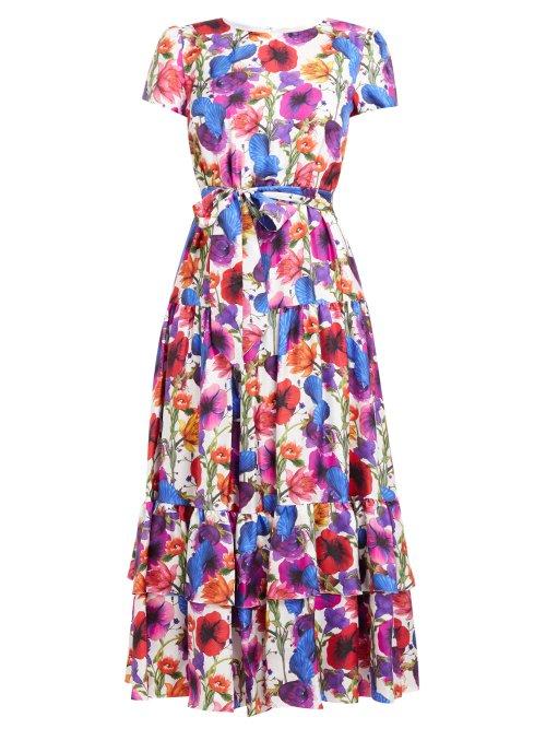 Matchesfashion.com Borgo De Nor - Elisa Venus Shell Print Stilk Twill Maxi Dress - Womens - Ivory Multi