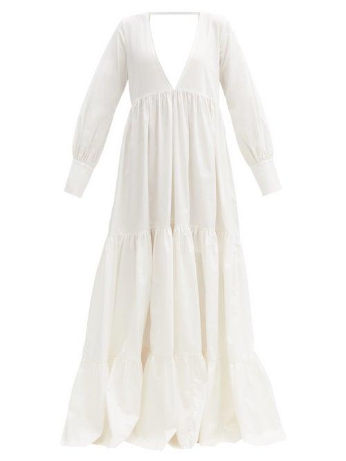 Matchesfashion.com Kalita - Circle Tiered Cotton-satin Maxi Dress - Womens - White