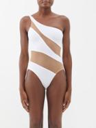Norma Kamali - Snake One-shoulder Mesh-insert Swimsuit - Womens - White