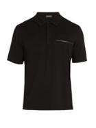 Berluti Leather-trimmed Cotton-blend Polo Shirt