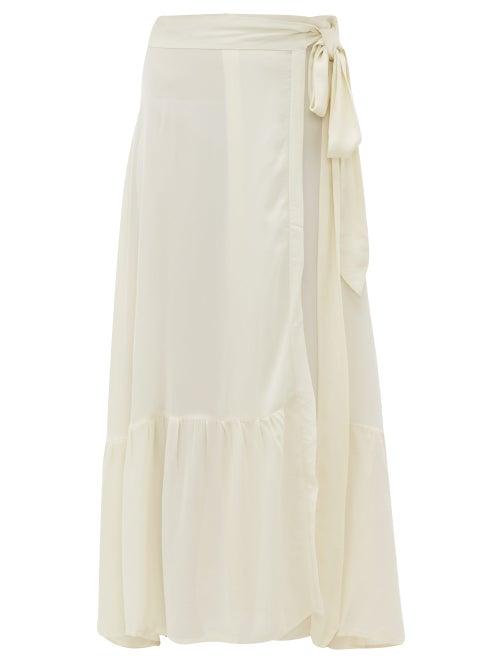 Matchesfashion.com Chufy - Palm Crepe Wrap Maxi Skirt - Womens - White