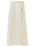 Matchesfashion.com Chufy - Palm Crepe Wrap Maxi Skirt - Womens - White