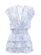 Melissa Odabash - Jess Tropical-print Voile Mini Dress - Womens - Blue White