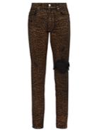 Amiri Foiled Leopard-print Slim-leg Jeans
