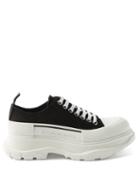 Alexander Mcqueen - Tread Slick Chunky-sole Canvas Trainers - Womens - Black/white