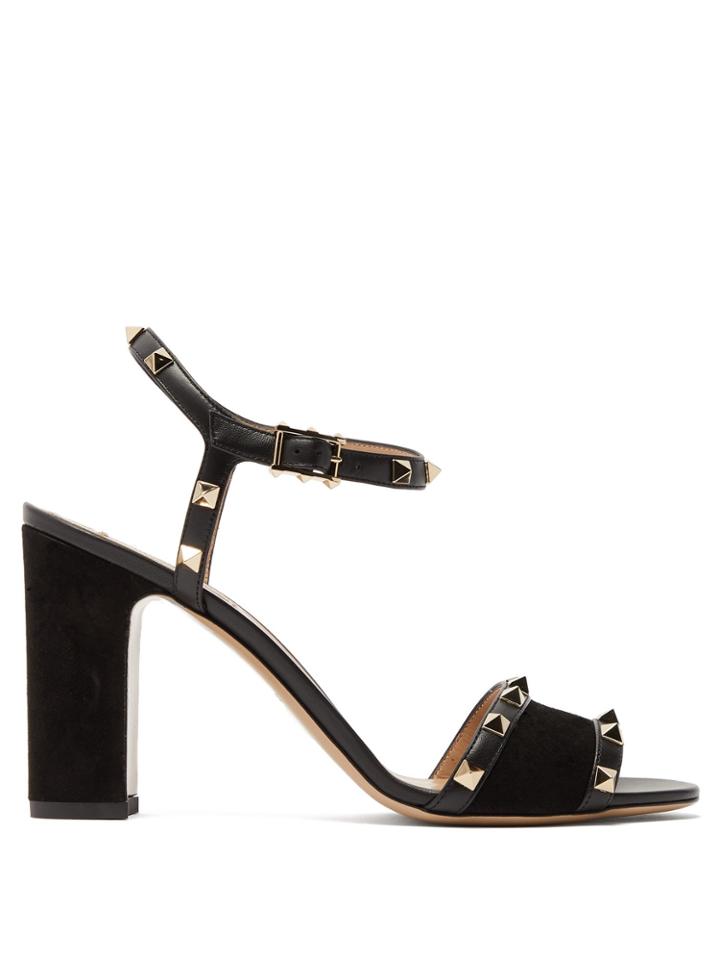Valentino Rockstud Block-heel Suede Sandals