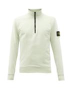 Matchesfashion.com Stone Island - Logo-patch Half-zip Cotton-jersey Sweatshirt - Mens - Light Green