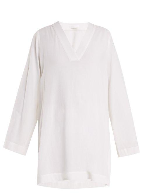 Matchesfashion.com Casa Nata - Zen V Neck Cotton Gauze Tunic Dress - Womens - White