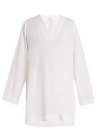 Matchesfashion.com Casa Nata - Zen V Neck Cotton Gauze Tunic Dress - Womens - White