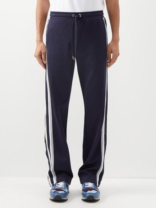 Valentino - Side-stripe Press-stud Jersey Track Pants - Mens - Blue