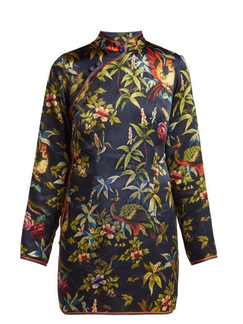 Matchesfashion.com F.r.s - For Restless Sleepers - Menezio Jungle Silk Crepe Dress - Womens - Blue Print