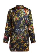 Matchesfashion.com F.r.s - For Restless Sleepers - Menezio Jungle Silk Crepe Dress - Womens - Blue Print