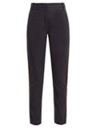 Matchesfashion.com Palmer//harding - High Rise Slim Leg Stretch Cotton Trousers - Womens - Navy