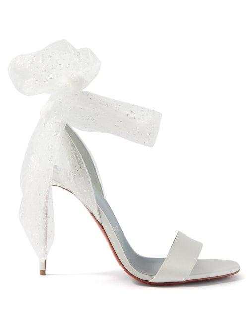 Christian Louboutin - Sandale Du Dsert Glittered Tulle Sandals - Womens - Ivory