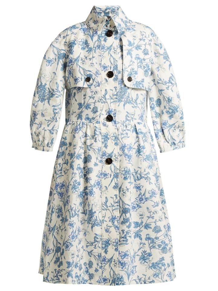 Burberry China Floral-print Linen Coat