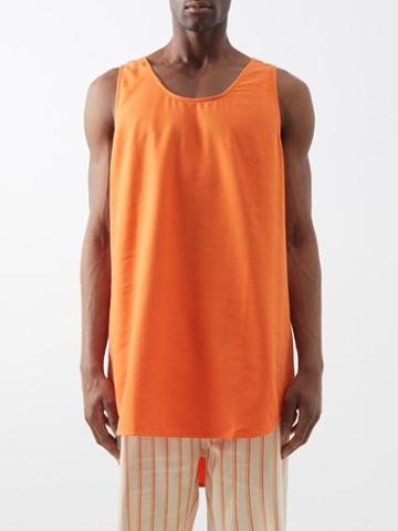 Marrakshi Life - Longline Cotton Tank Top - Mens - Orange