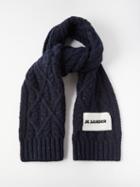 Jil Sander - Cable-knit Wool Scarf - Womens - Navy