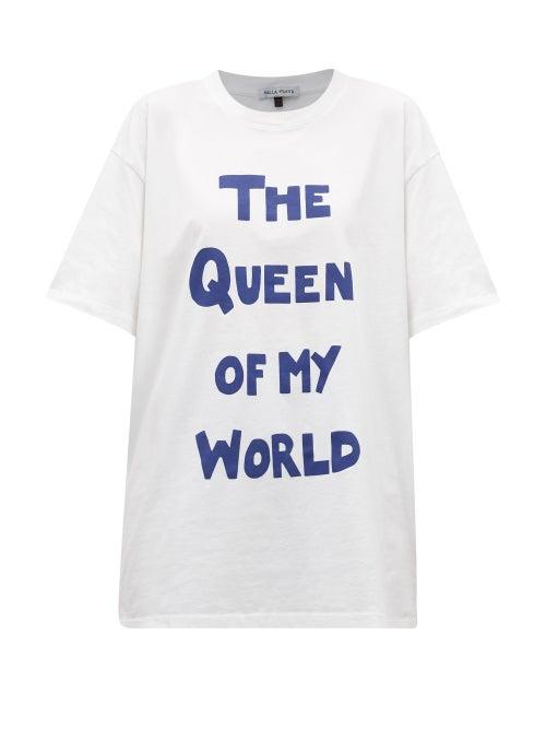 Matchesfashion.com Bella Freud - The Queen Of My World-print Cotton-jersey T-shirt - Womens - White
