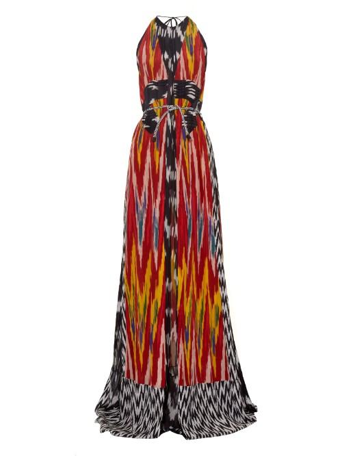 Altuzarra Peacock Ikat-print Silk Maxi Dress