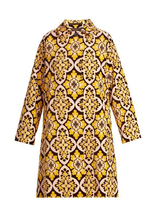 Matchesfashion.com La Doublej - Tile Print Cotton Velvet Coat - Womens - Yellow Multi
