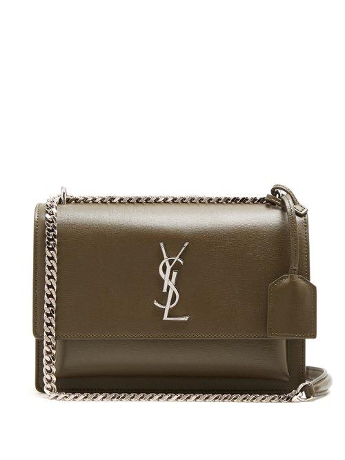 Matchesfashion.com Saint Laurent - Sunset Medium Leather Cross Body Bag - Womens - Khaki
