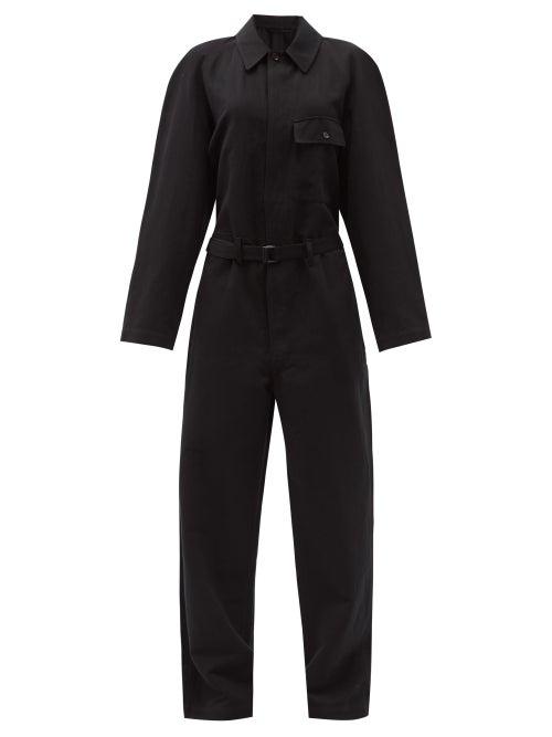 Matchesfashion.com Lemaire - Belted Cotton-blend Straight-leg Jumpsuit - Womens - Black