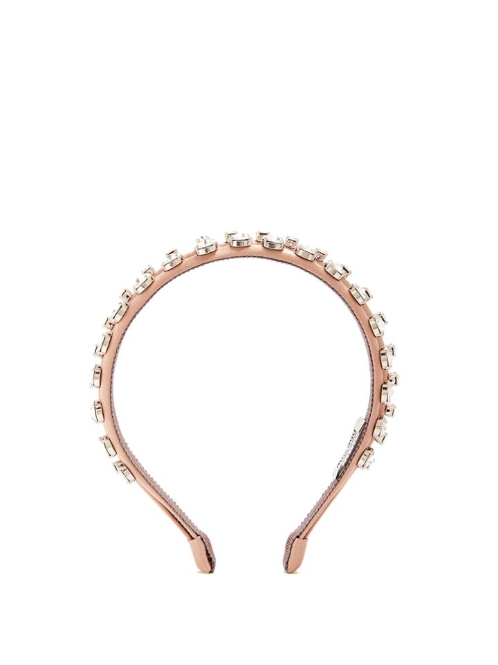 Miu Miu Crystal-embellished Satin Headband