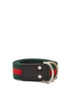 Gucci D-ring Striped Canvas Belt