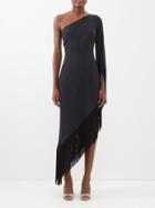 Taller Marmo - Aventador Asymmetric Fringed Crepe Dress - Womens - Black