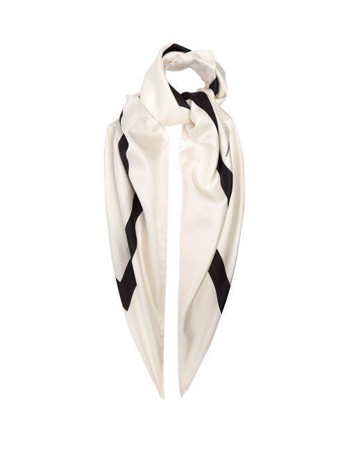 Matchesfashion.com Burberry - Unicorn Print Silk Faille Square Scarf - Womens - White