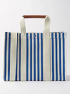 Rue De Verneuil - Tote Xl Striped Canvas And Leather Tote Bag - Womens - Blue Multi