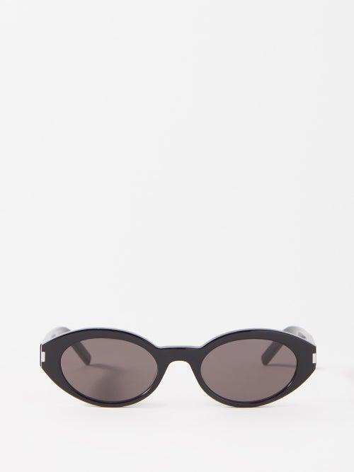 Saint Laurent Eyewear - Oval Acetate Sunglasses - Womens - Black